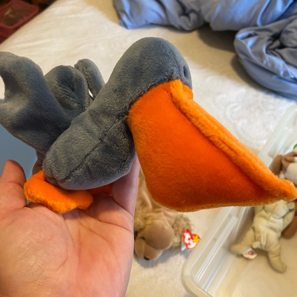 Ty Plush Bird Toy with Orange and Gray